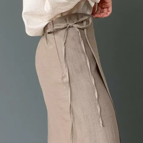 아트박스/신상오픈런 여성용 린넨 레이온 허리끈 랩 롱 스커트 +할인쿠폰