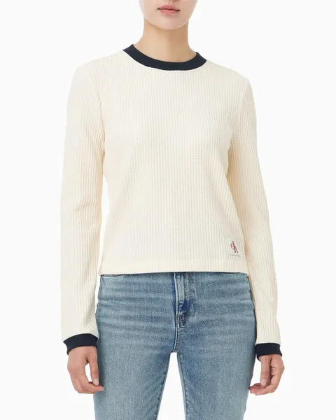 [현대백화점] [캘빈클라인진] (47D225G) 여성 와플 긴팔 티셔츠 +할인쿠폰