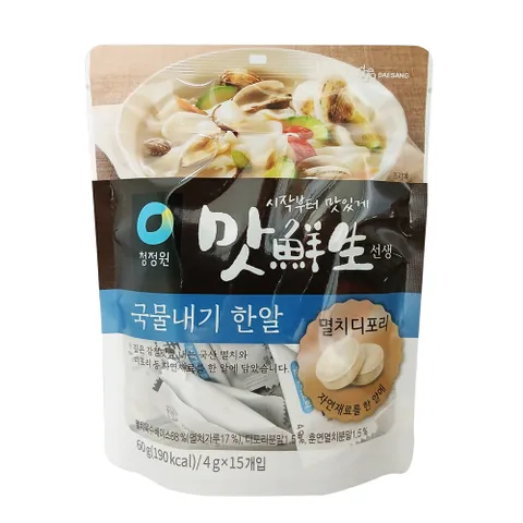 청정원 맛선생 멸치디포리 60g x 1봉(4gX15입) / 동전육수 코인육수 국물내기 한알
