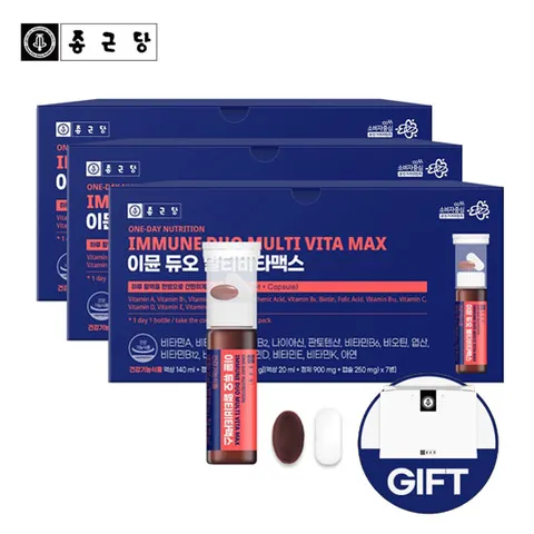 [쇼핑백증정] 종근당 이뮨 듀오 멀티 비타맥스 3박스 물없이 마시는 액상 비타민 샷
