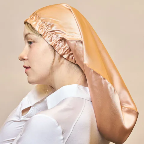 실키아 천연 실크 헤어캡 수면캡 나이트캡 롱헤어스타일