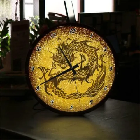 아트박스/꾸밈 ng702-LED시계액자35R_황금빛용풍수