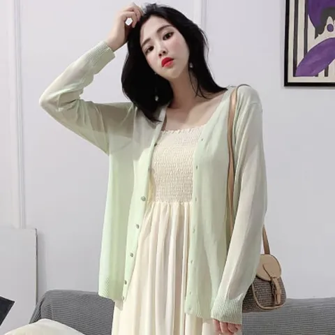 여성용 봄맞이 시스루 예쁜 가디건 간절기 카디건
