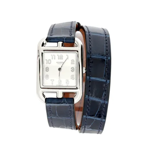 에르메스 시계 케이프코드 스몰 더블투어 엘리게이터 사파이어블루+실버
