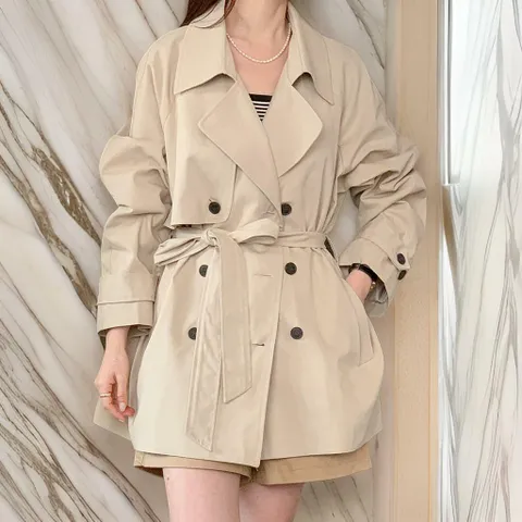 여자 숏트렌치 SS 오버랩 박스핏 코트