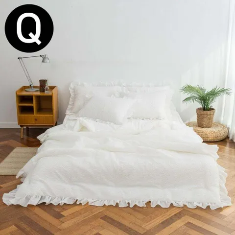 화이트 아사 이불 여름 퀸 베개커버세트 크리미