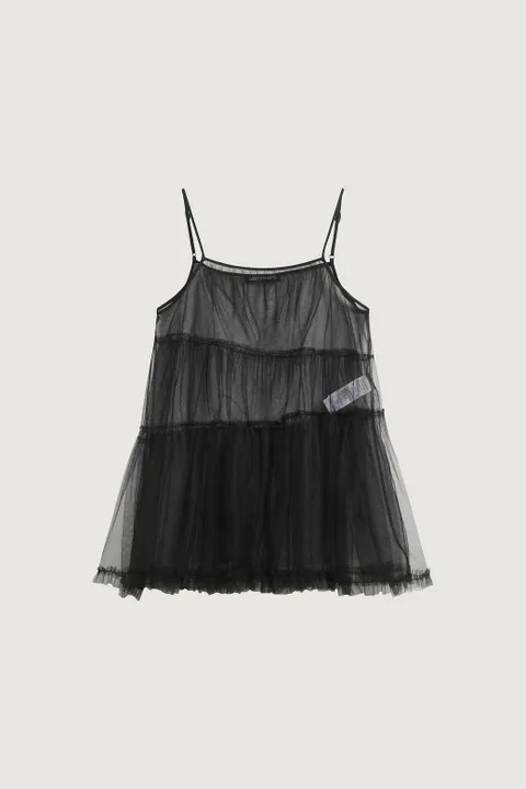 [현대백화점] [럭키슈에뜨] [아울렛] 셔링 메쉬 탑 블라우스 2color / 2size LFSAX25540
