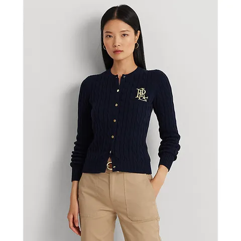 [현대백화점] 로렌 랄프 로렌 케이블 니트 코튼 카디건(WMLRSWES6820606410)