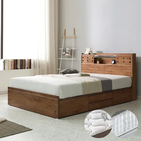 가이온 루시 고무나무 서랍형 침대 K+미니포켓 투탑