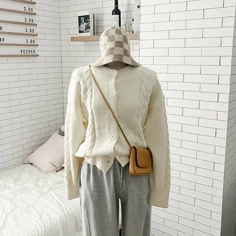 [하프클럽/다잇템]여자 다크컬러 FW 비스코스 시보리 가디건