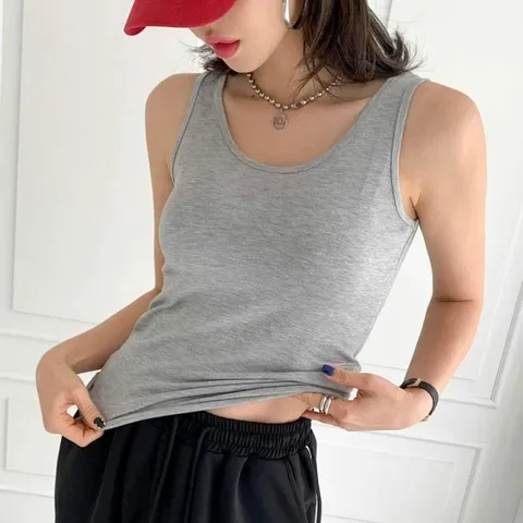 [하프클럽/다잇템]여자 이너티 스쿨룩 데일리 부드러운 U넥 나시