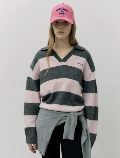 [현대백화점] [로라로라] 울 블랜디드 카라스트라이프 보더 니트 KT25104M201