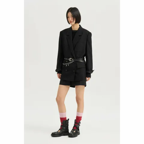 [LUCKY CHOUETTE] Back Block Double Jacket - LFJAM25310BKX