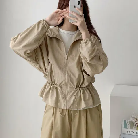 여자 고프코어 나일론 스트링 후드집업 봄 야상 점퍼