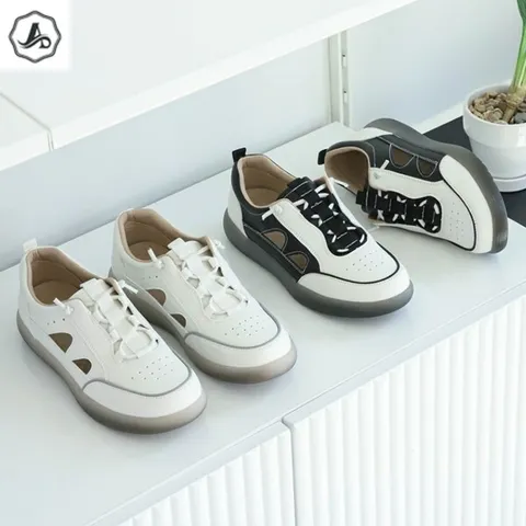 [애슬릿] 천연 소 가죽 펀칭 여성 스니커즈 여름 운동화 +할인쿠폰