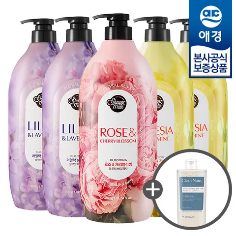 [애경] 샤워메이트 블루밍 플라워 바디워시 900g x5개 +바디워시180ml 증정