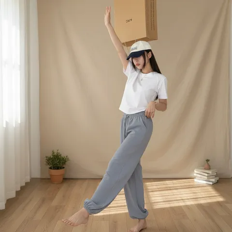 여성 츄리링바지 넓은 썸머 허리밴드 찰랑핏 반지