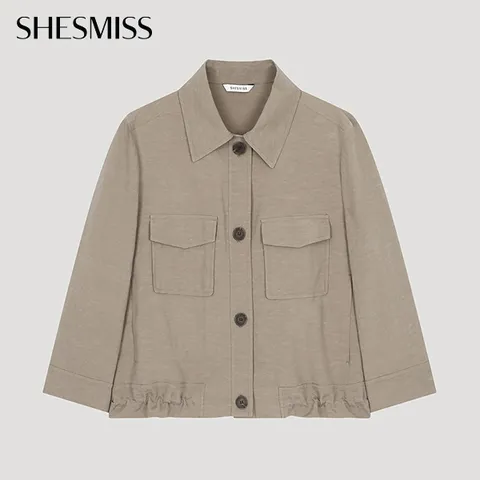 [쉬즈미스] 린넨 플랩 셔츠 자켓_SWWJKO21100_DB +할인쿠폰