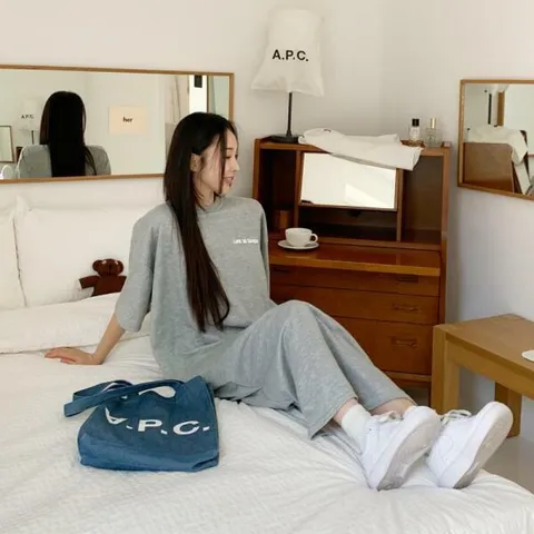 아트박스/신상오픈런 고엘리 레터링 라운지웨어 여성 원피스 라운드 +할인쿠폰