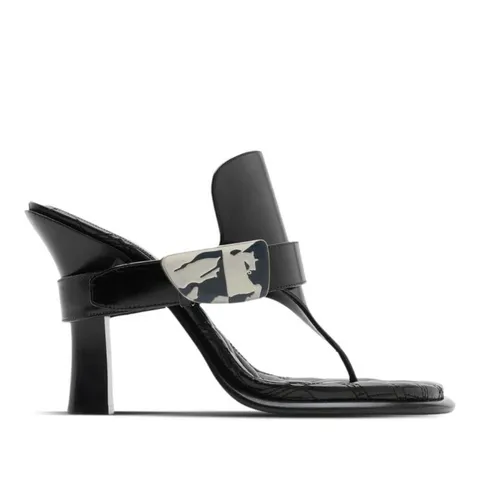 [해외배송][버버리] 블랙 통 스타일 메탈 버클 하이힐 샌들 8085544 +할인쿠폰