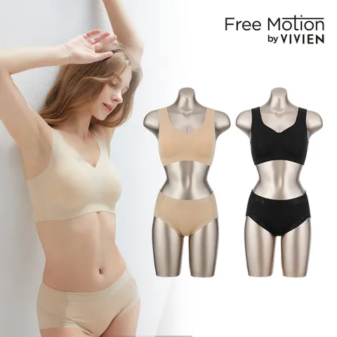 비비안 프리모션 크레오라 심리스 여자속옷세트 스킨앤블랙 4종 +할인쿠폰