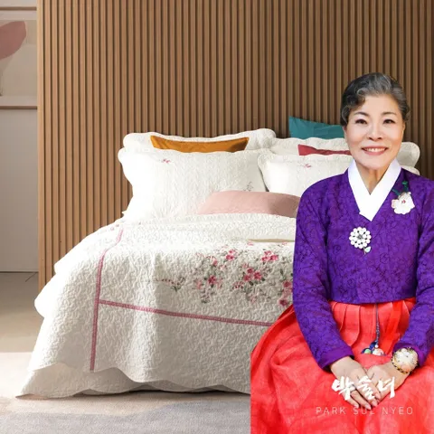 [ 박술녀 한복 시그니처 디자인 그대로][SS/슈퍼싱글] 박술녀 부드러운 순면광목 워싱 침구세트 : 작품명 화담클래식(워싱이불+워싱패드+워싱베개커버)