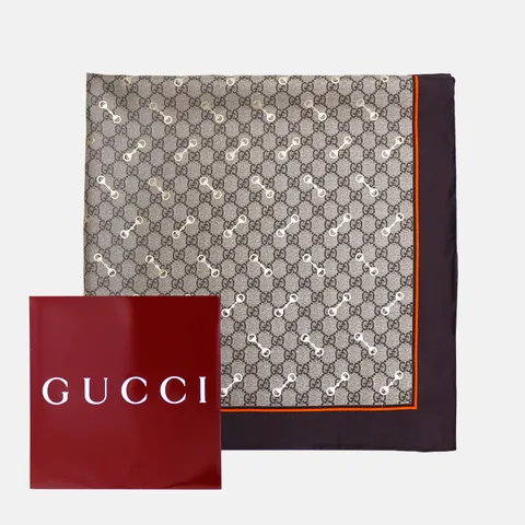 (구찌) 홀스빗 프린트 실크 스퀘어 스카프(662576)