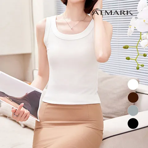 ATMARK 슬림베이직민소매티셔츠_AA43TS045G +할인쿠폰