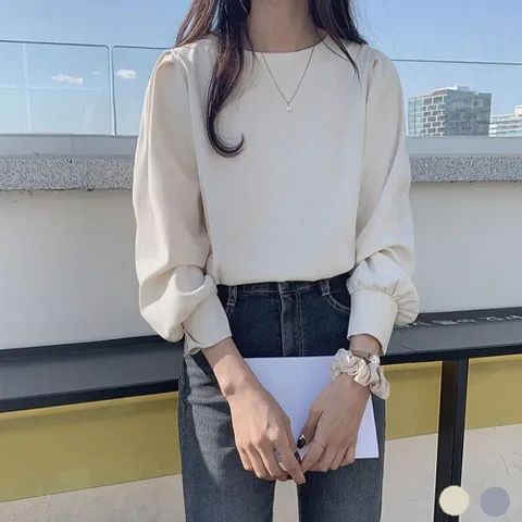 블라우스 셔츠 브라우스 남방 여성 데일리 핀턱 긴팔 심플 봄 가을