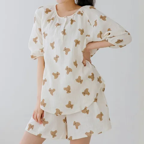 잠옷 파자마 홈웨어 여성 여자 반팔 면 세트 여름