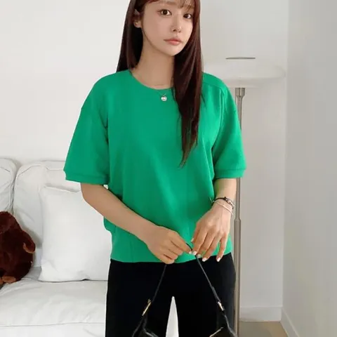 아트박스/신상오픈런 요크숄더 시보리 여성 반팔맨투맨 스웨트셔츠 +할인쿠폰