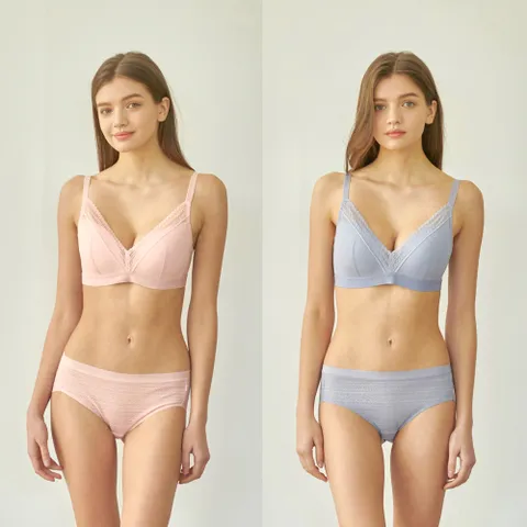 [Playtex] 플레이텍스 와이어리스 레이스브라렛 브라팬티 4종세트 PXW2N0203_T - 현대Hmall