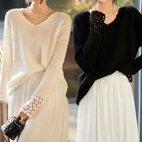 니트티셔츠 스웨터 여자 봄 티 여성봄 레이스 봄 여성 여자