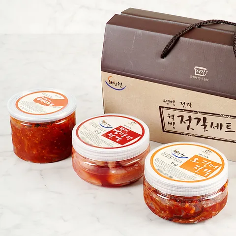 [지투지샵] 3종 선물세트 웰빙백명란젓+더덕무침+외국산오징어젓