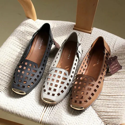 여성용 천연가죽 펀칭 여름 단화 굽1.5cm +할인쿠폰