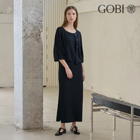 고비(GOBI) 실크 캐시미어 슬릿 스커트