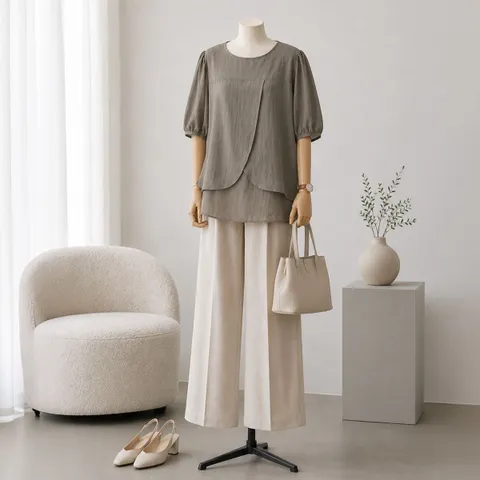 블라우스 여성 데일리 [리센]절개벌룬7부 -YLBL2608037- +할인쿠폰
