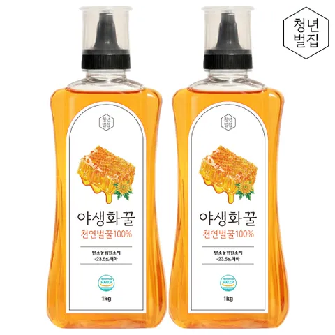 청년벌집 야생화꿀 1kg x 2개 천연벌꿀 자연벌꿀 토종꿀