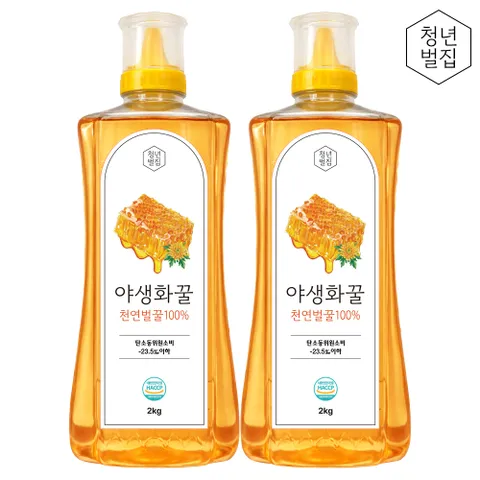 청년벌집 야생화꿀 2kg x 2개 천연벌꿀 자연벌꿀 토종꿀