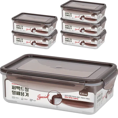 셰프웨어 퍼펙트씰 프레쉬 밀폐용기 직사각형 630ml, 6개