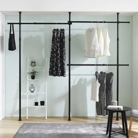 WOORI 38mm 3단 고정식 행거, 네오블랙, 3200 × 260...