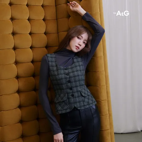 더엣지 23FW 울혼방 레이어드 체크 베스트, 차콜그레이/55, 차콜그레이