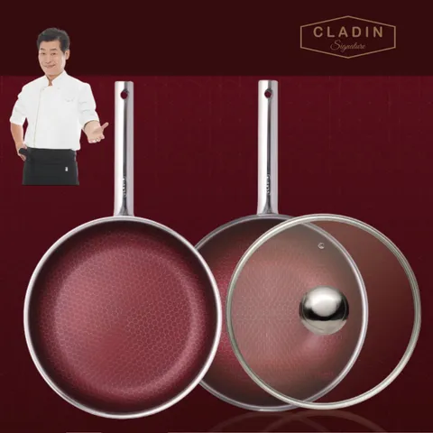 클래딘 이연복 IH 스텐 시그니처알파 후라이팬 3종세트 (28cm후라이팬+궁중팬+뚜껑), 단일사이즈, 1개