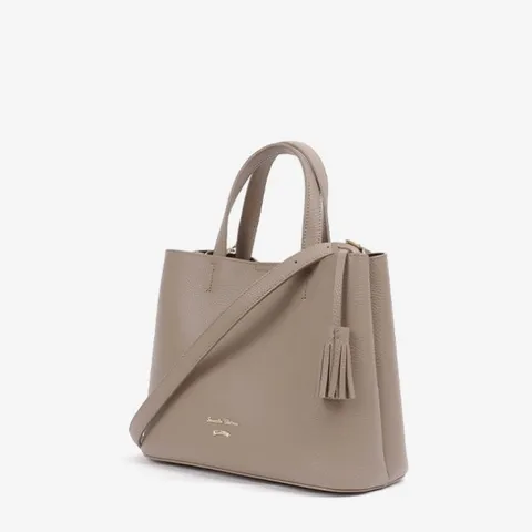 SAMANTHA THAVASA 사만사타바사 Napoli 네추럴 토트백 투핸들 가방 Basic 블랙가방 크로스 스트랩 Daily bag 그레쥬칼라 길이조절 버클 데일리백, 그레쥬