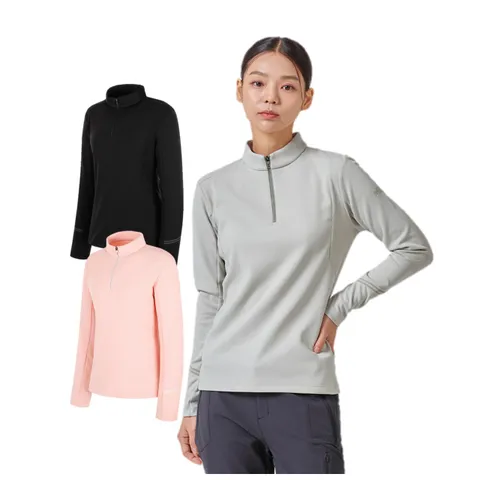 밀레 가을 여성 등산복 아웃도어 상의 반집업 긴팔티셔츠 기능성티셔츠, 블랙, 100