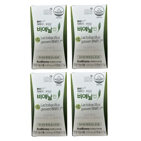 홈쇼핑 비에날씬 비엔날씬 비엔나 비엔날 비엔알 BNR BMR BRN 17 다이어트 유산균 락토바실러스 가세리 모유유래 유산균, 60정, 4개