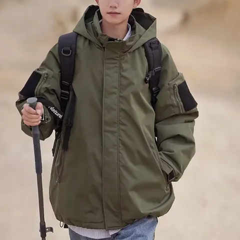 남성 캠핑 야상 바람막이 사파리 트렌치 자켓 점퍼, 카키, XL(추천100)