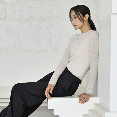 [런칭가 119000원]J BY 24FW 파베 캐시미어 니트 풀오버, 파베크림/88