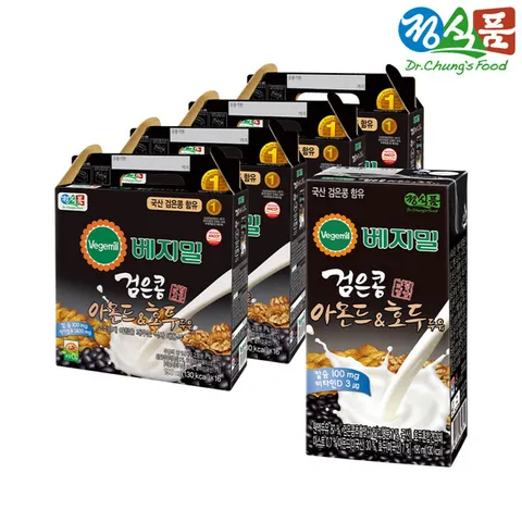 [정식품]검은콩과 아몬드호두 두유 190mlx64팩, 190ml, 64개