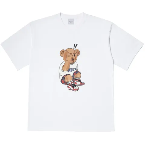 [매장정품] 아크메드라비 CHECK PANTS BEAR SHORT SLEEVE T-SHIRT WHITE 체크 바지 곰돌이 기본 그래픽 프린팅 여름 남녀공용 티셔츠 반팔티 커플